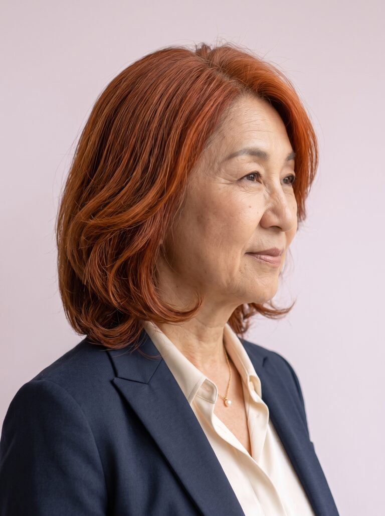 ヘナで染めたボブヘアの仕上がり
