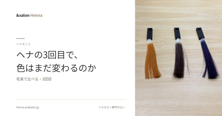 ヘナの3回目で、色はまだ変わるのか【毛束で比べる・3回目】